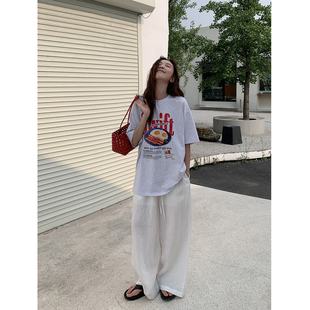 创意铁锅煎蛋印花短袖 SIXI四喜家 T恤女夏宽松棉感休闲复古上衣