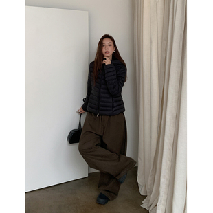 廓形长裤 SIXI四喜家 女秋冬宽松休闲裤 复古棕色阔腿裤 陨石拿铁