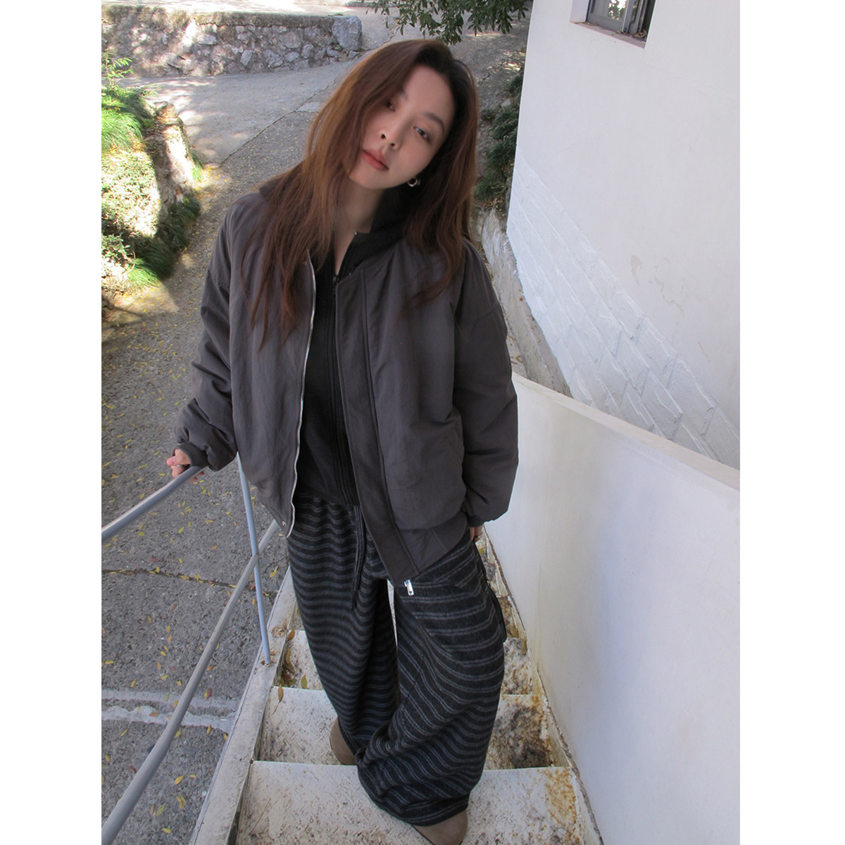 SIXI四喜家 极度舒适 复古廓形飞行员夹克棉服女秋冬保暖短款外套