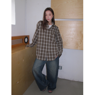 SIXI四喜家 克伯拉德 复古格纹长袖衬衫女秋冬内搭叠穿时髦衬衣