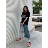 城市复古印花短袖 SIXI四喜家 奥斯汀假期 T恤女夏显瘦正肩合身Tee