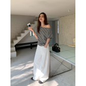 女宽松直筒廓形休闲裤 白色分割线弯刀牛仔裤 百搭攻略 SIXI四喜家