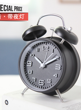 闹钟时尚时钟学生用简约床头儿童数字摆件钟表卧室超大声起床神器