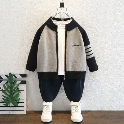 春秋开衫毛衣男童休闲针织衫外套儿童装衣服2025新款宝宝洋气春装