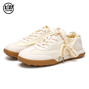 feiyue/飞跃春季超火帆布鞋女布鞋后跟松紧带时尚拼接复古德训鞋