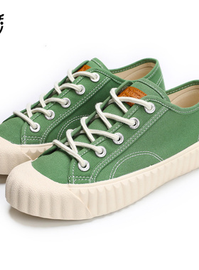 feiyue飞跃女鞋法国版绿色小白鞋复古休闲运动百搭板鞋饼干帆布鞋