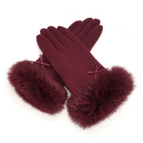 卡欧秋冬新品加绒加厚兔毛口手套