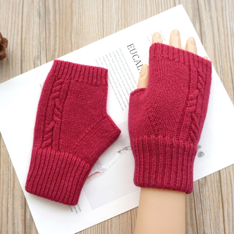 瑞迪卡欧女纯羊毛半指露指手套