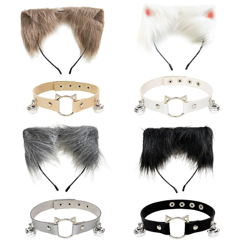 仿真可爱猫娘兽耳发饰尾巴套装cosplay漫展发箍手作兽尾配饰套装