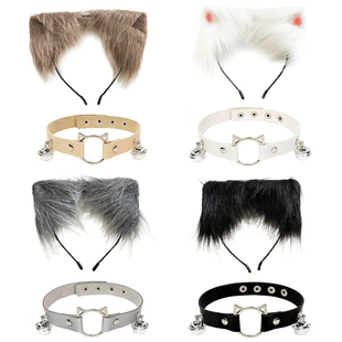 仿真可爱猫娘兽耳发饰尾巴套装 cosplay漫展发箍手作兽尾配饰套装