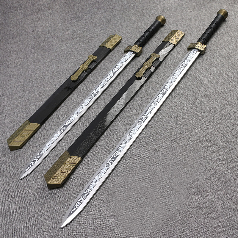 木道具汉剑古风训练双手剑纯木居合带鞘宝剑cos玩具长短男孩刀剑