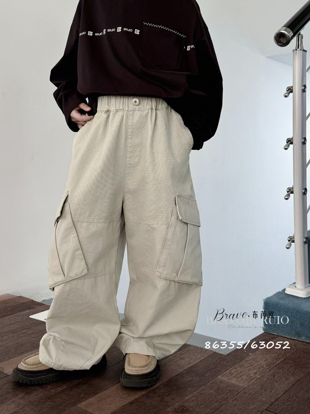 2025春季新款儿童长裤男女童韩版宽松休闲宽腿裤 慵懒风工装裤