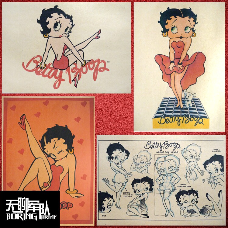 betty boop 贝蒂娃娃 漫画海报插画牛皮纸装饰画宿舍装修相框
