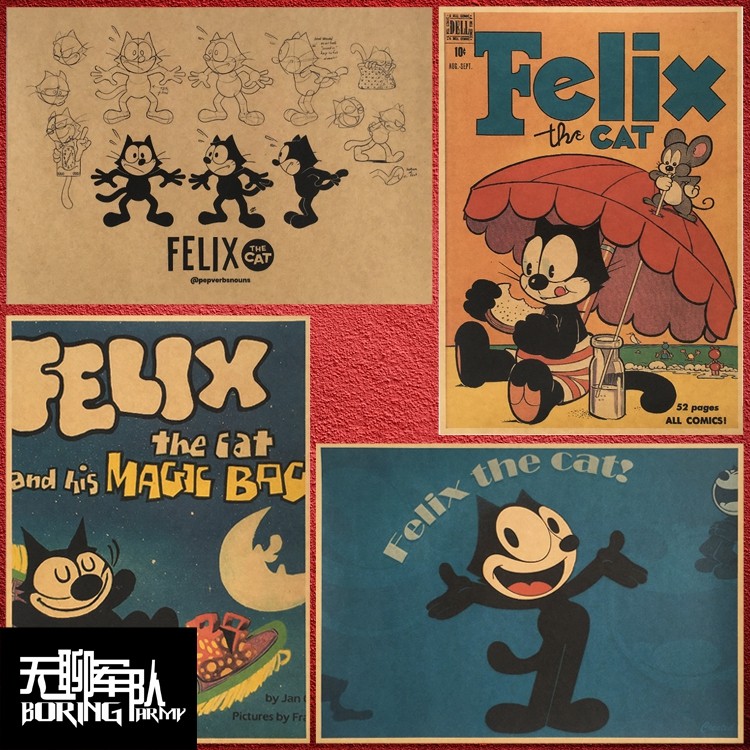 菲利克斯猫  felix the ca 菲力猫 动漫牛皮纸海报装饰画
