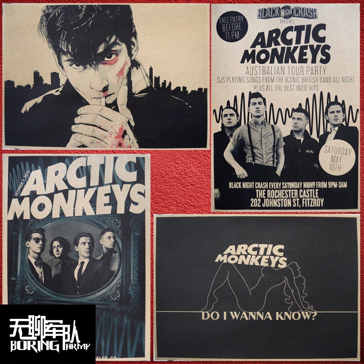 Arctic Monkeys 北极猴子 牛皮纸摇滚海报酒吧宿舍装饰画相框画 家居饰品 现代装饰画 原图主图