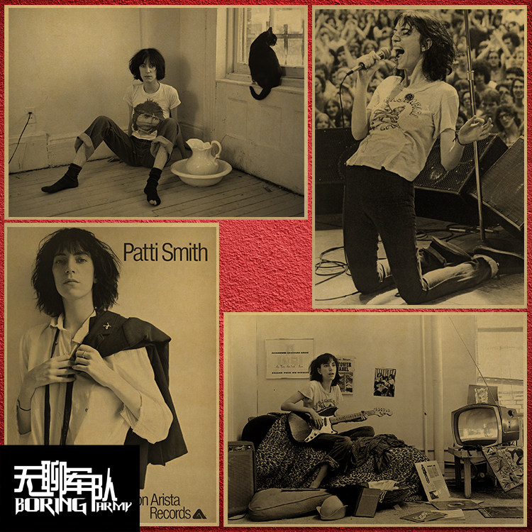 patti smith 摇滚教母牛皮纸海报装饰画