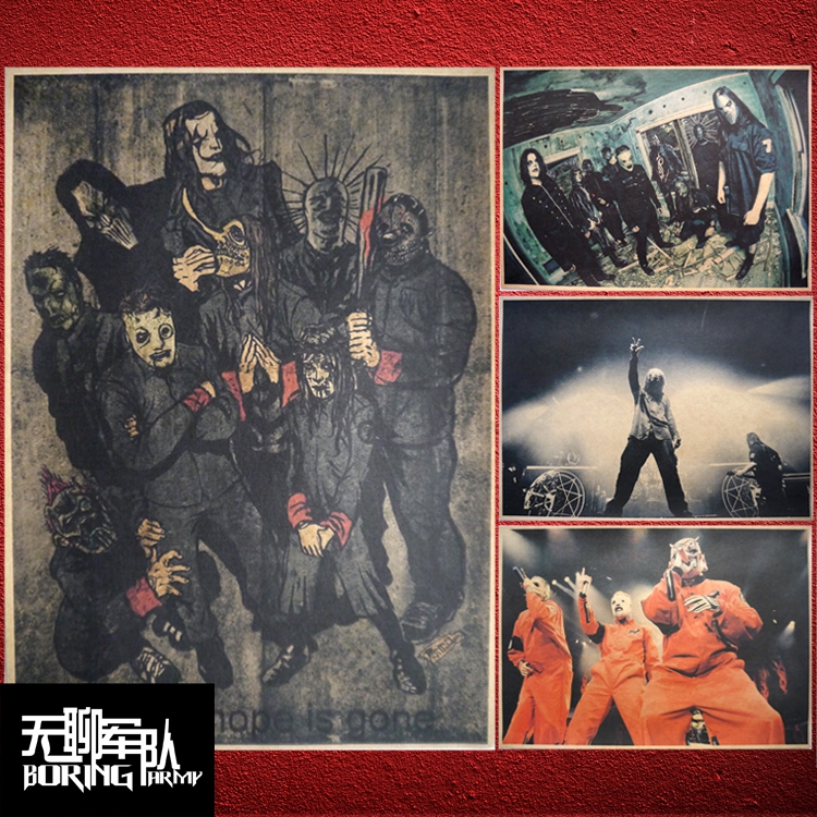 Slipknot 活结乐队工业金属摇滚牛皮纸海报酒吧咖啡厅装饰画图片