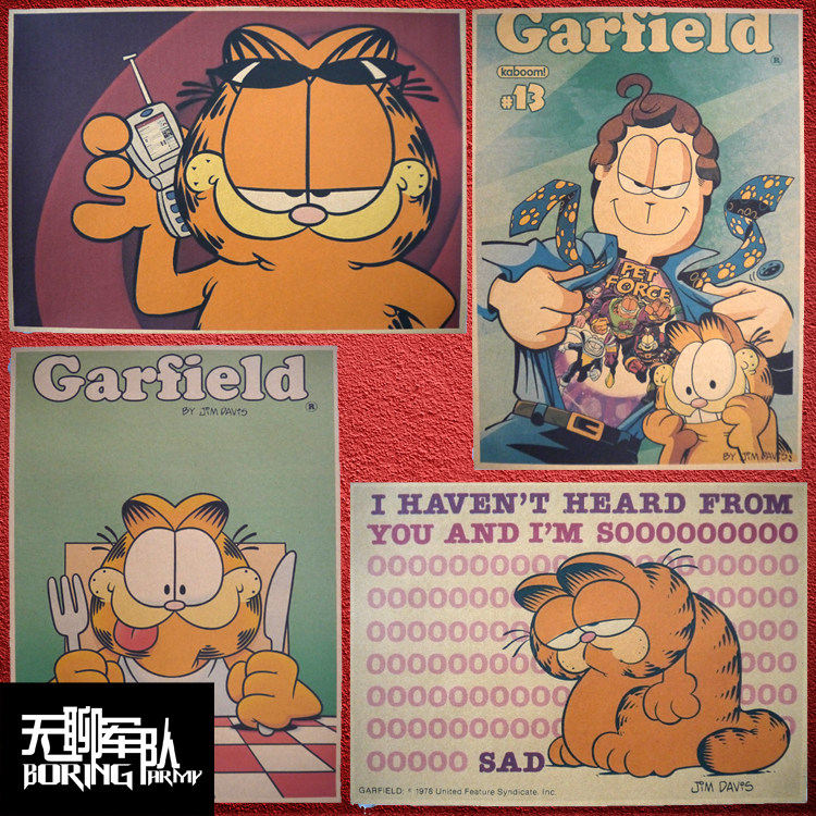 garfield加菲猫 动画牛皮纸海报装饰画咖啡馆照片相框墙纸贴画