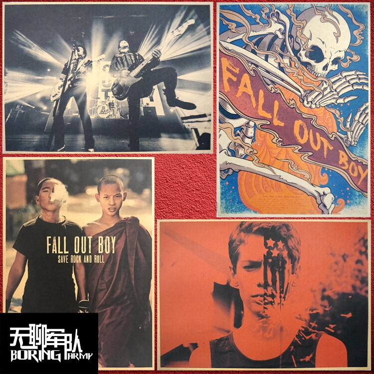 fall out boy 翻闹小子打倒男孩摇滚乐队牛皮纸海报酒吧装饰画