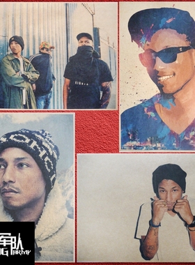 NERD The Neptunes Pharrell Williams 菲董牛皮纸海报装饰画