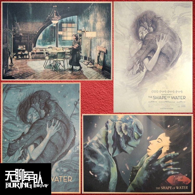 水形物语 奥斯卡电影牛皮纸海报酒吧网吧咖啡厅装饰画相框墙