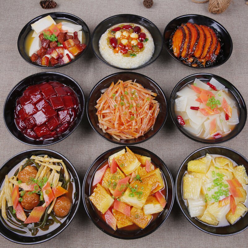 仿真菜展示食品模型道具蓝田九大碗样品食物蒸碗场景复原八大碗