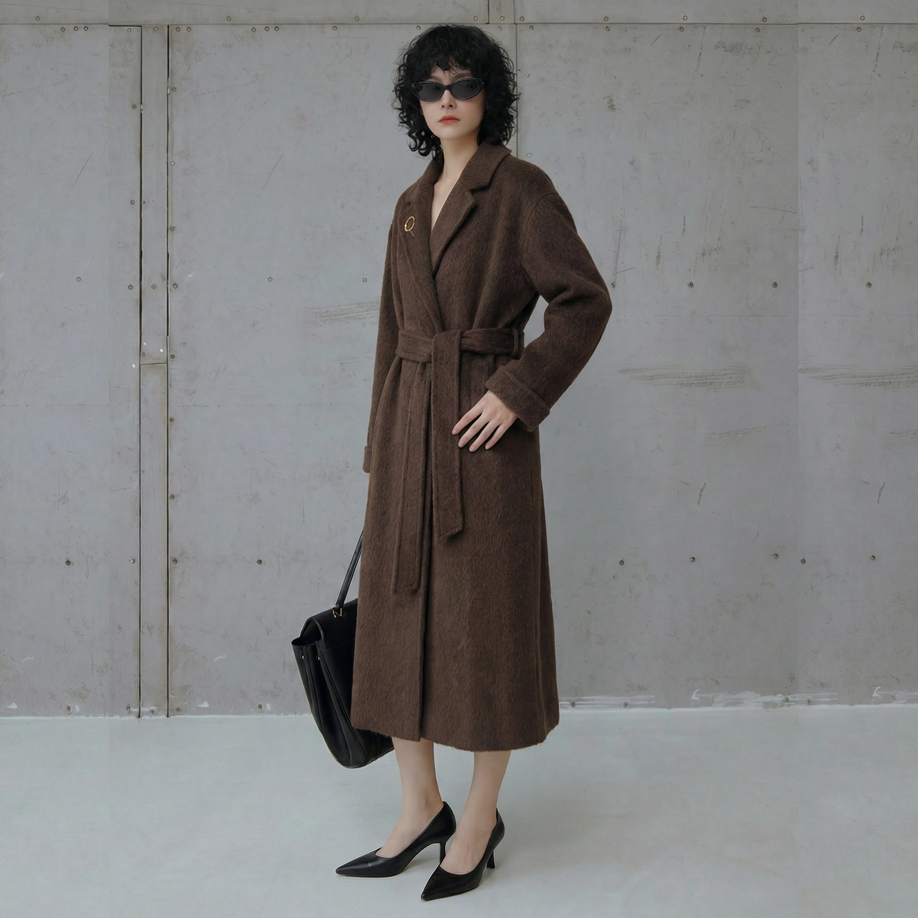 N2699~【商场同步】25冬87.2绵羊毛+12.8骆驼绒收腰双面呢大衣女,女装/女士精品,毛呢外套,淘宝优惠券,粉丝福利购,淘宝优惠卷