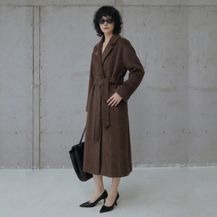 12.8骆驼绒收腰双面呢大衣女 25冬87.2绵羊毛 N2699 商场同步