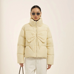 O1299~【商场同步】25冬90白鸭绒高克重加厚保暖蝴蝶结羽绒服女