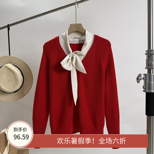 商场同步 气质长袖 N699 25春时尚 女 飘带修身 显瘦绵羊毛针织衫