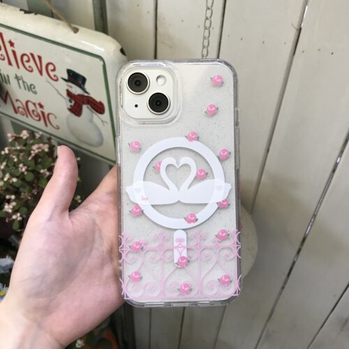 happiono玫瑰天鹅磨砂手机壳