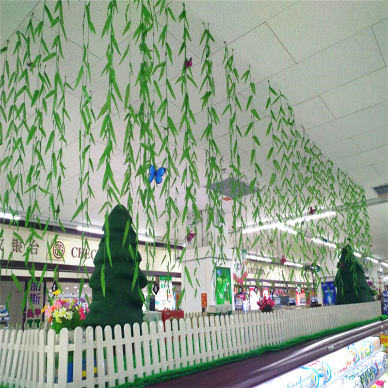 仿真柳叶藤条柳树条花藤室内商场农家乐吊顶缠绕假花树叶藤蔓装饰