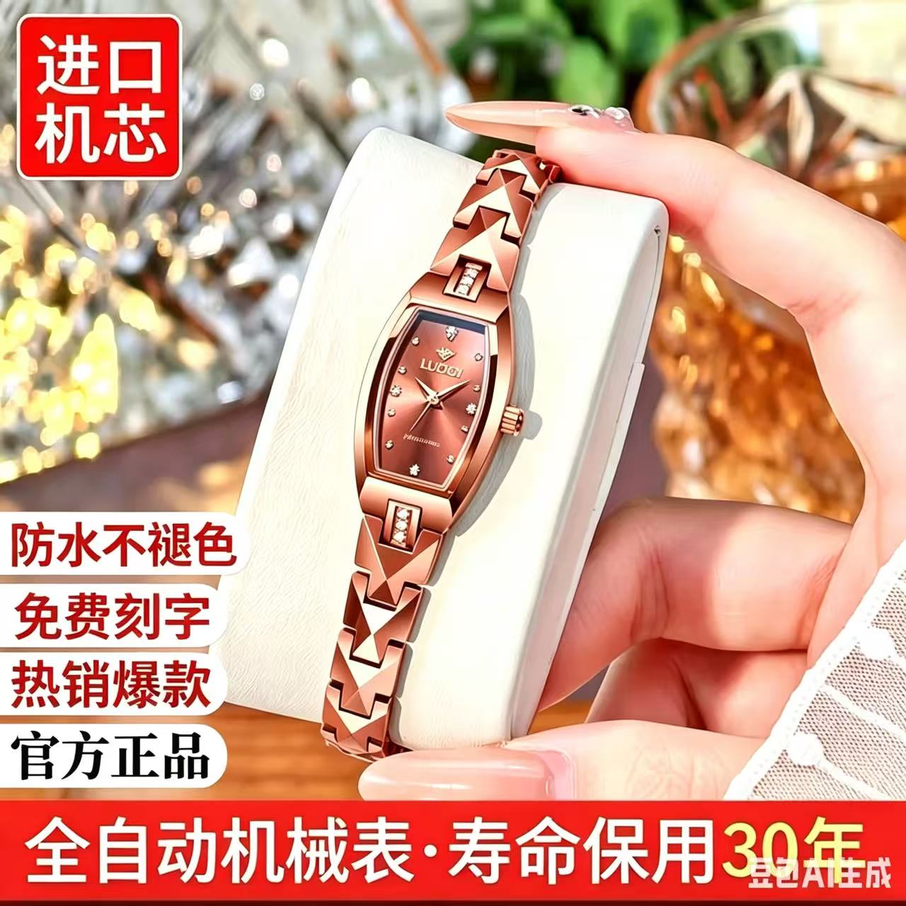 情人节送女友瑞士进口机芯轻奢高级女士手表时尚气质真钻钨钢女表