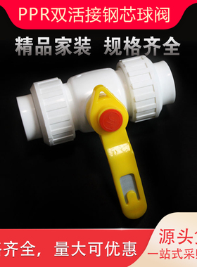 PPR阀门 PPR双活接钢芯球阀20 25 32 4分 6分 1寸  PPR水管件配件