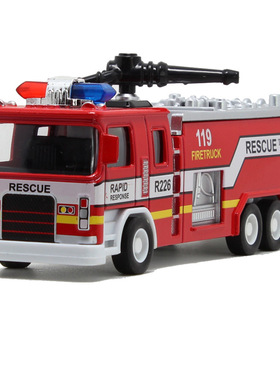 （哇噢定制）合金车消防车救火玩具模型灯光音乐回力儿童玩具车厂