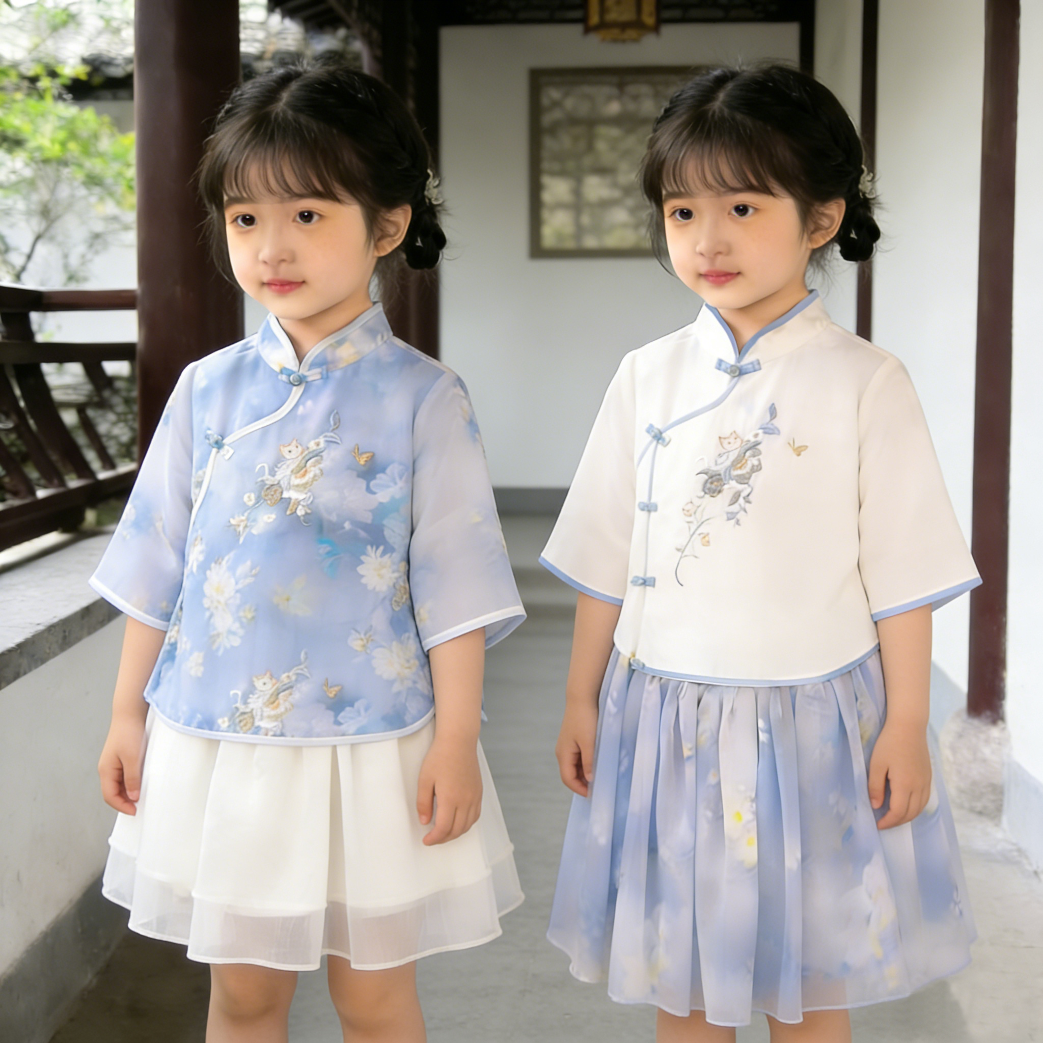 女童汉服套装唐装新中式国学