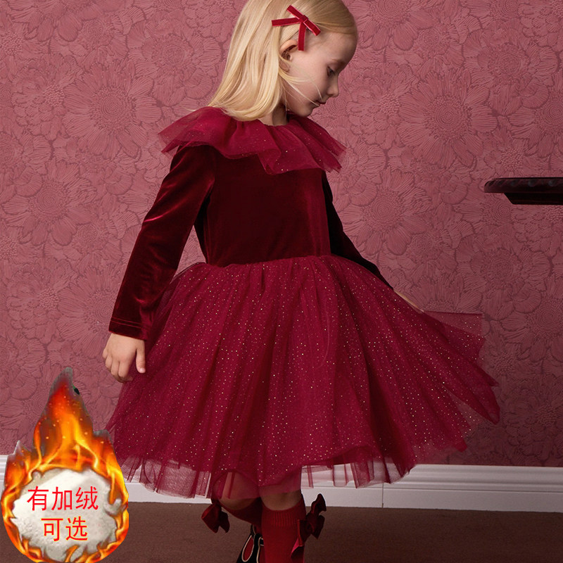 2026春拜年服女童法式公主风连衣裙蓬蓬加绒加厚生日礼物表演礼服,童装/婴儿装/亲子装,连衣裙,淘宝优惠券,粉丝福利购,淘宝优惠卷
