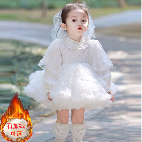 花童礼服加绒连衣裙洛丽塔女童秋