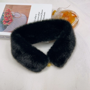 双面仿水貂毛围脖韩国秋冬新款保暖毛绒磁扣围巾护颈貂皮毛领子女