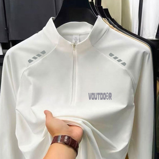 VDOUT户外运动半拉链速干长袖 T恤男女反光条骑行衣健身跑步秋冬季
