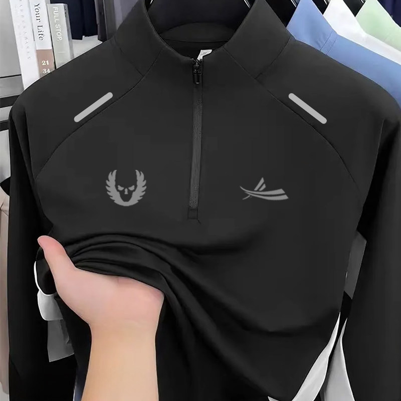 沃兰美式半拉链运动长袖T恤男秋季健身跑步速干排汗训练骑行服,运动服/休闲服装,运动T恤,淘宝优惠券,粉丝福利购,淘宝优惠卷