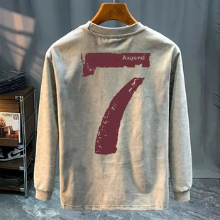 奥特莱斯~专柜外贸尾货捡漏外穿长袖t恤男春秋打底衫圆领内搭