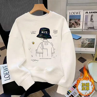 奥特莱斯~专柜外贸尾货捡漏加绒圆领卫衣潮牌外穿秋冬季男印花