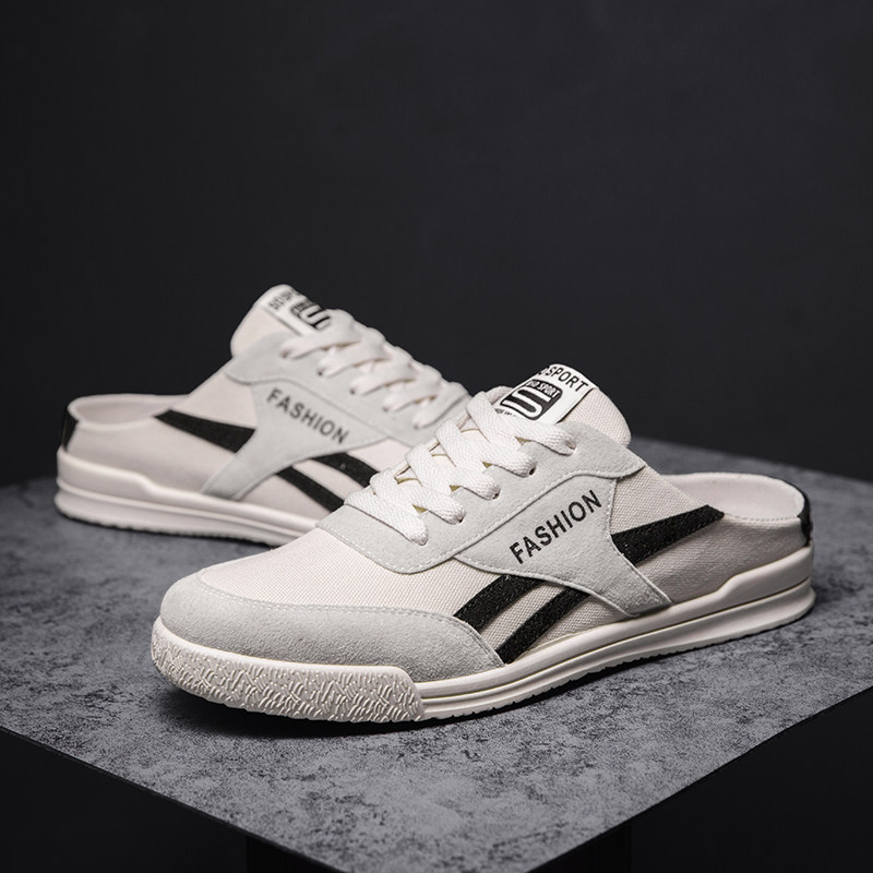 2020 summer leisure time Half dragged canvas Men's Shoes Versatile Lazy shoes Trendy shoes Net Red Heel Semi-care A pedalin the Men's Shoes, Canvas shoes  category - from Buy2taobao.com to provide professional Taobao agent buy service