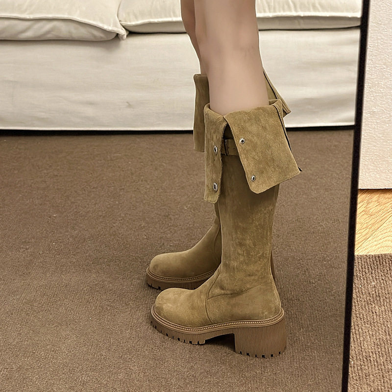 过膝长靴女2026年新款秋百搭显瘦高筒靴复古两穿厚底长筒骑0115e,女鞋,时装靴,淘宝优惠券,粉丝福利购,淘宝优惠卷