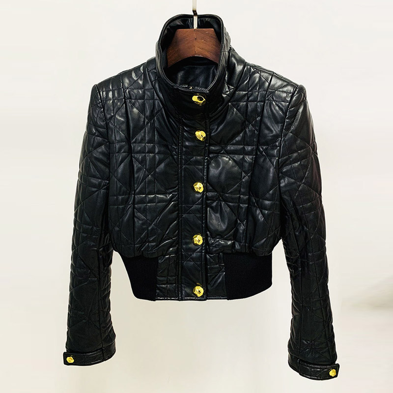 欧美风机车夹克束腰线短款PU皮衣