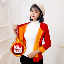 宽松保暖短款 秋冬季 针织开衫 2018新款 加绒加厚毛衣外套女长袖 韩版