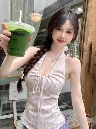 Розовая дизайнерская майка топ, широкая цветовая палитра, с открытой спиной, тренд сезона, для маленькой груди