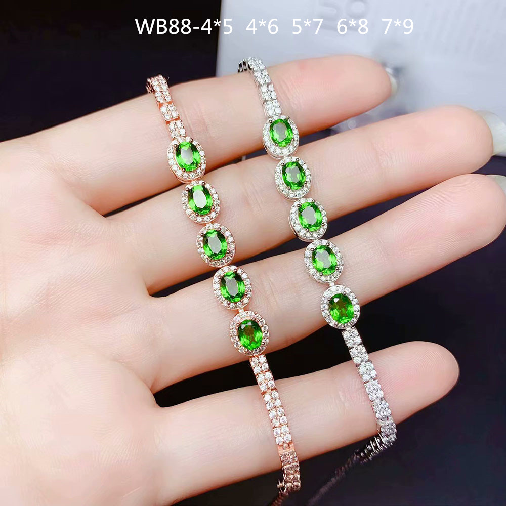 欧美手链椭圆银托配件镶嵌宝石