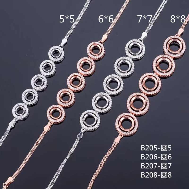 简约甜美精工S925纯银手链空托女